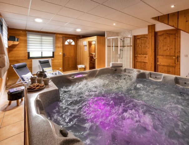 Wellness area with hot tub and sauna in chalet Snow Star