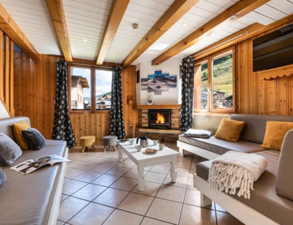 Lounge with fireplace in chalet Snow Valley