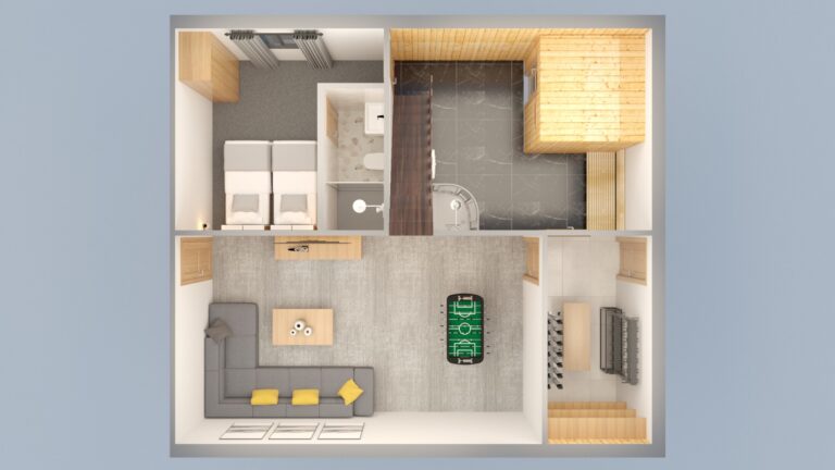 Map of the ground floor in chalet Snow Valley