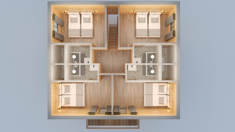 Map of the first floor in chalet Snow Valley