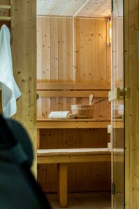 Inside view of the sauna in chalet Snow Dream located in le Bettaix - Chalets Lacuzon