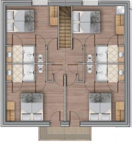 Map of the second floor in chalet Snow Star -Chalets Lacuzon