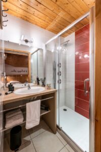 Bathroom with shower in chalet 3 Vallées located in le Bettaix - Chalets Lacuzon