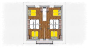 Map of second floor in chalet Snow Pearl located in le Bettaix - Chalets Lacuzon
