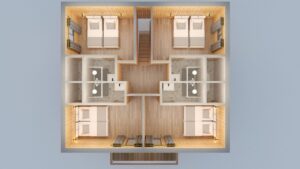 Map of the first floor in chalet Snow Valley-Chalets Lacuzon
