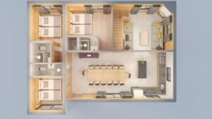 Map of the ground floor in chalet Snow Valley-Chalets Lacuzon